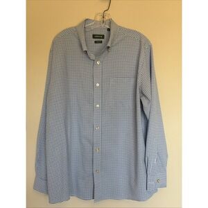 Orvis Blue/White Gingham Check Active Fit Button Down Shirt Mens Large Easter